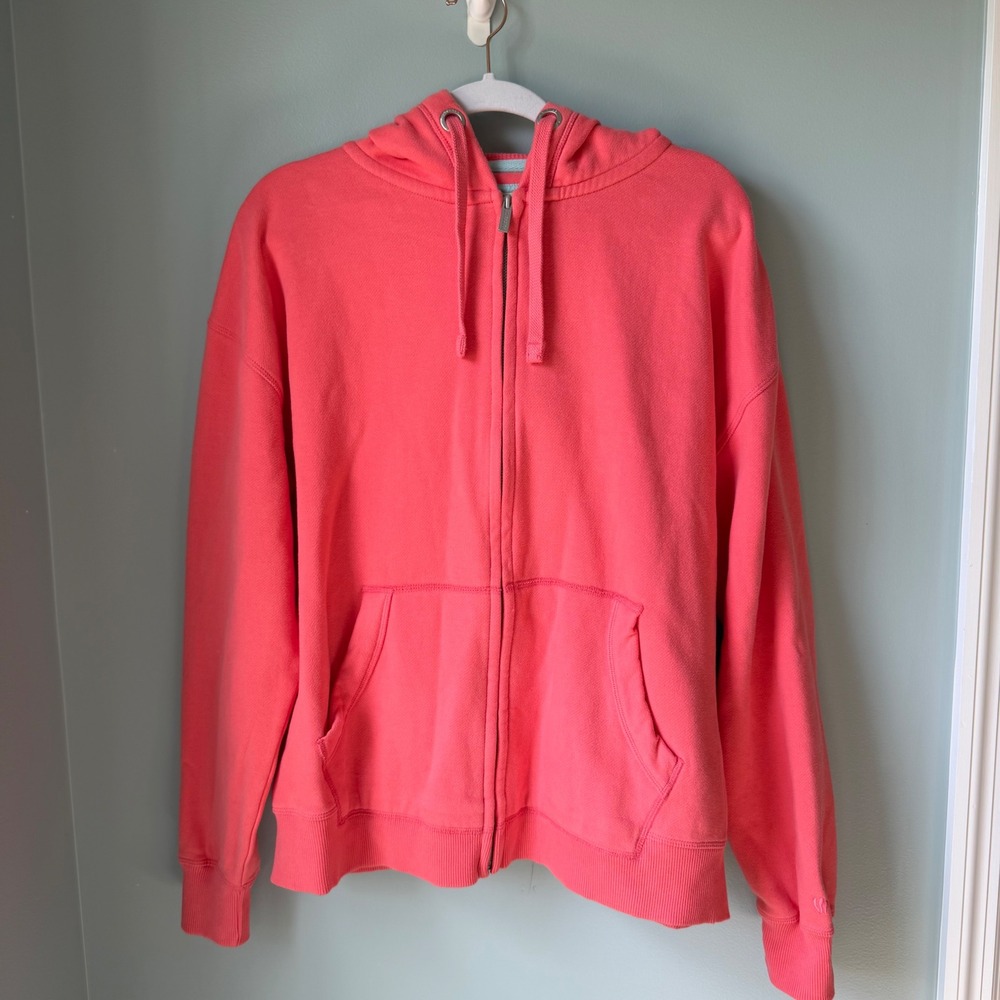 FatFace Zip Through Hoodie Sweatshirt Coral Pink Cotton Blend Size Large